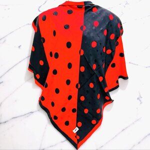 Yves Saint Laurent 100% Silk Satin scarf 33"  black red pocka dots (66